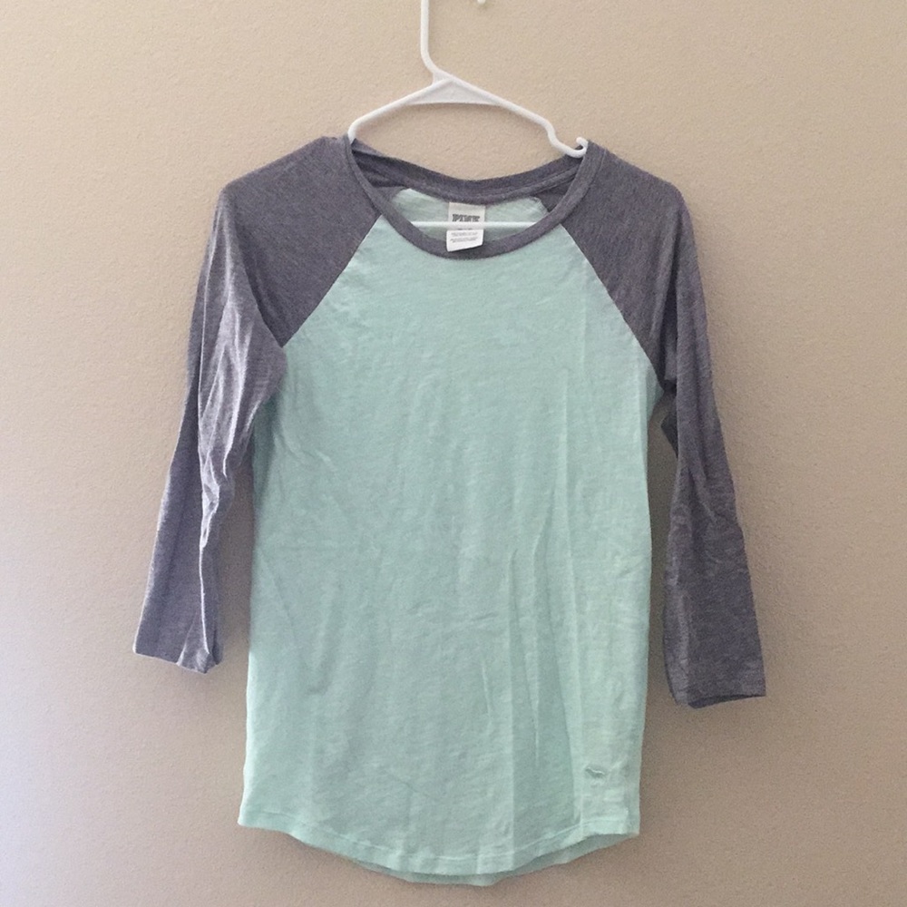 Mint blue PINK baseball tee